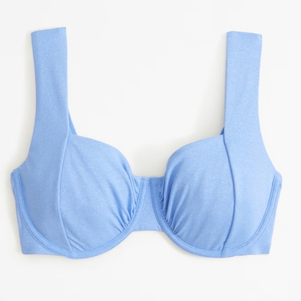 NWT Abercrombie Blue Shimmer Bikini top size L